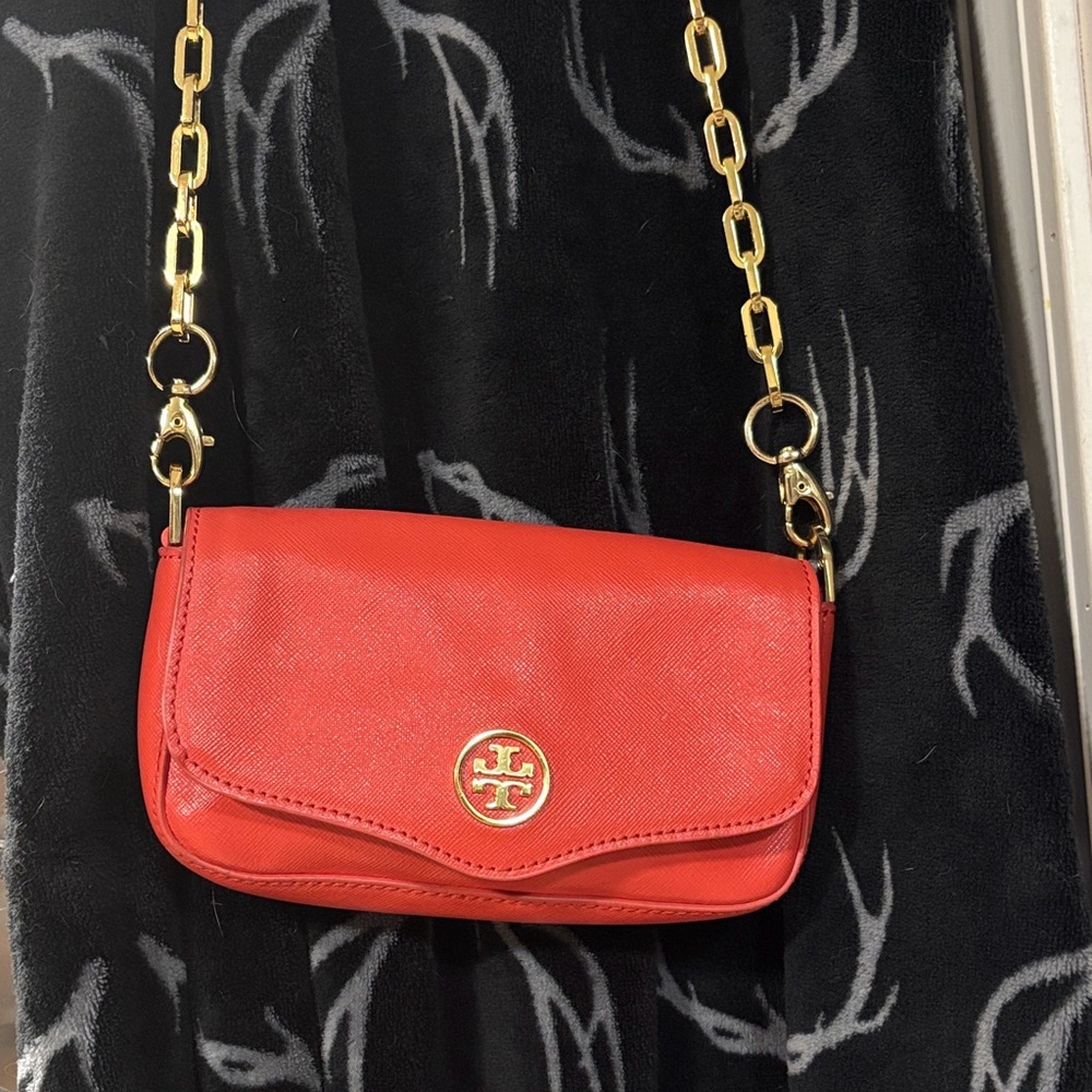 Tory Burch Vibrant Red Crossbody with Gold Chain